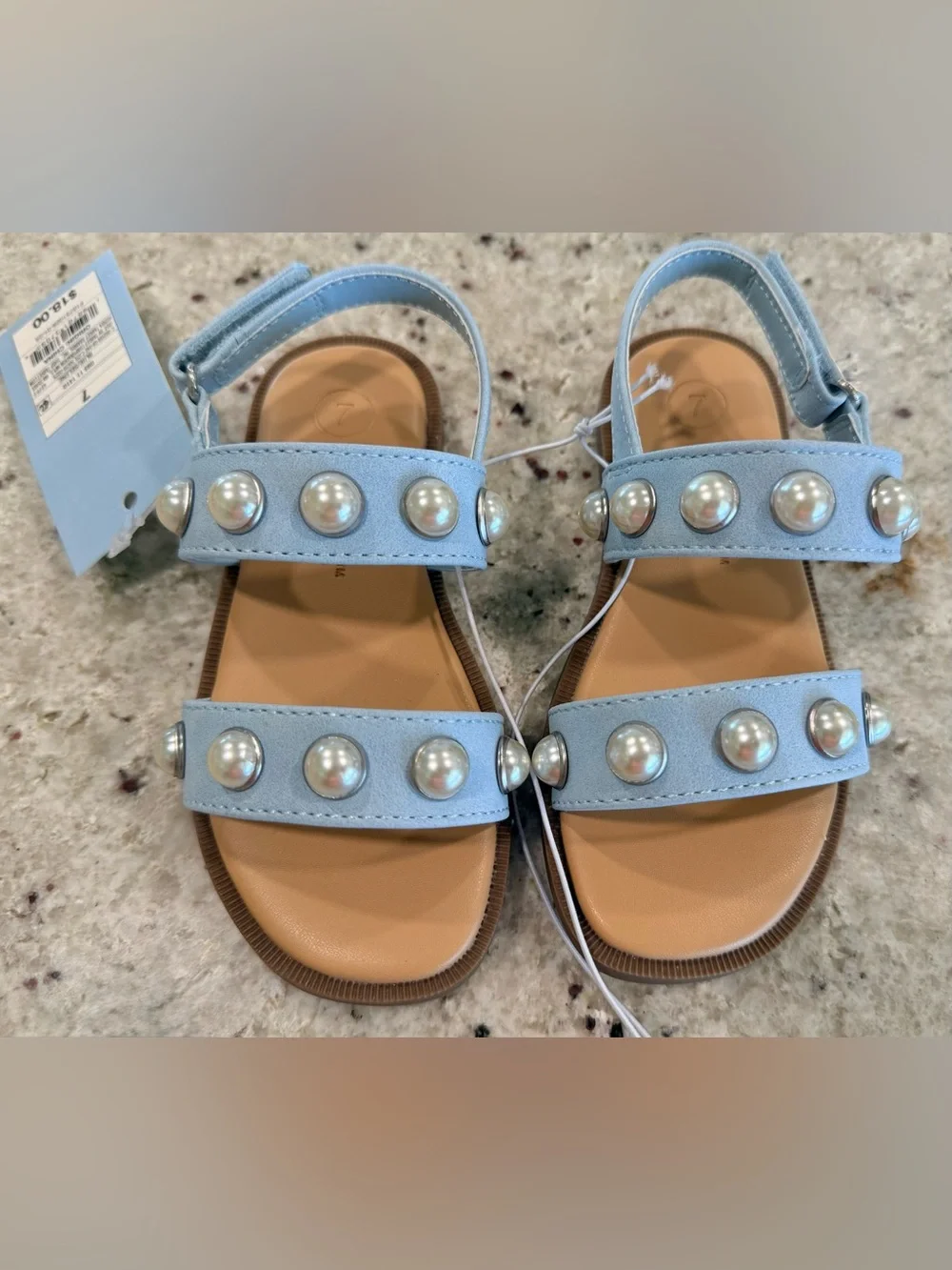 Cat & Jack Light Blue Pearl Accent Girls Sandals NWT
